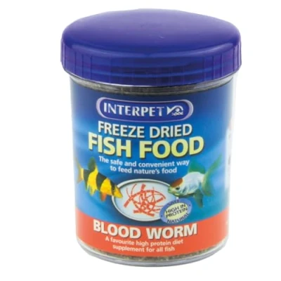 Image of Interpet Freeze Dried Aquarium Fish Food, Safe, Natural, High Protein, Blood Worm, 20g