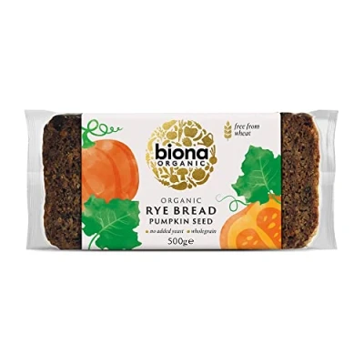 Image of Biona Organic Rye Bread with Pumpkin Seed 500 g, Pack of 7 Free from Wheat, No Added Yeast Wholegrain Meal and Natural Sourdough High in Fibre Vegan