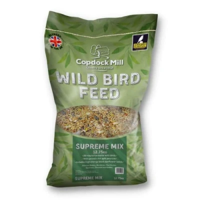 Image of Copdock Mill Wild Bird Seed Supreme Mix 12.75kg All Year Round Food 100% Natural Ingredients Including Peanuts for Birds Suitable Species