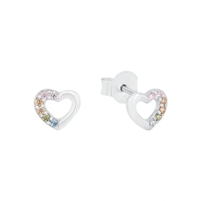 Image of Prinzessin Lillifee Orecchini a bottone per bambine in argento sterling 925, con zirconi sintetici, 0,5 cm, argento, cuore, forniti confezione regalo gioielli, 2024376