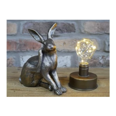 Image of MAISONICA Cute Bronzed Sitting Hare Figurine Ornament Gift Rabbit Shelf Sitter