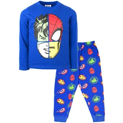 Image of Marvel Kids Pyjamas Navy Long Sleeve Superheroes 100% Cotton Sleepwear Official Merchandise 5/6 Years