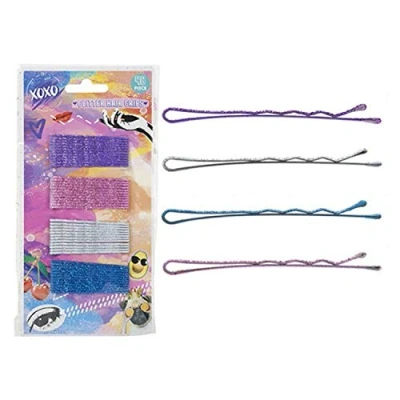Image of 48 x Glitter Hair Grips Clips Bobby Bun Waved Pins Girls Accessory