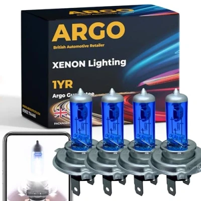 Image of Argo 4 Pcs H4 Headlight Bulb 100w Xenon White 6000k 24V High Low Dipped Main Beam Headlamp Super Bright Halogen Upgrade Lorry Truck HGV 472 P43t 472c Bulbs