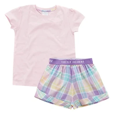 Image of undercover lingerie Girls Pastel Check Pyjamas 15C586 Pink 3 4 Years