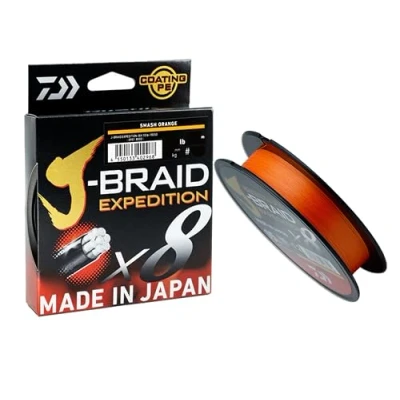 Image of Daiwa Tresse 8 Brins J Braid Expedition 300m PE.8 D.0.42mm R.46.5kg 103lb Smash Orange 12550142 Equipement pour la peche sportive