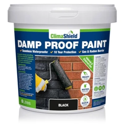 Image of SmartSeal Damp Proof Black Paint 5 Litres For Interior &amp; Exterior Walls, Ceilings and Floors. Helps Prevent Water Ingress the Spread of Penetrating (Black)