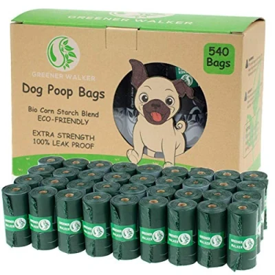 Image of GREENER WALKER Poo Bags for Dog Waste, 540 Poop Bags,Extra Thick Strong 100% Leak Proof Biodegradable (Deep Green)