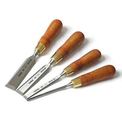 Image of Narex Premium Bevel Edge Chisel Set with Stained Hornbeam Wood Waxed Handles, of 4 pcs