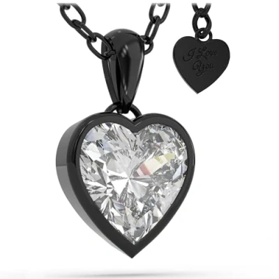 Image of SERASAR Womens Necklace Black 925 Sterling Silver Women&#039;s Jewellery Girls&#039; Heart Gifts for Girls Wedding Day Neck Hoop