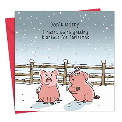 Image of Twizler Funny Christmas Card Pigs in Blankets Merry Humorous Xmas Happy Mens Womens Male Female