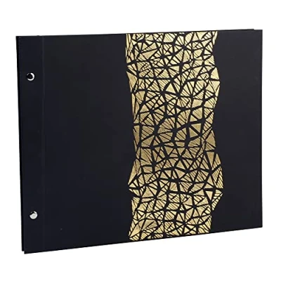 Image of Exacompta Ref 16985E Aramy Spiralbound Photo Album 370 x 290mm in Size, 40 Black Pages, Holds Approximately 160 Photos Gold Marking Embossed Cover