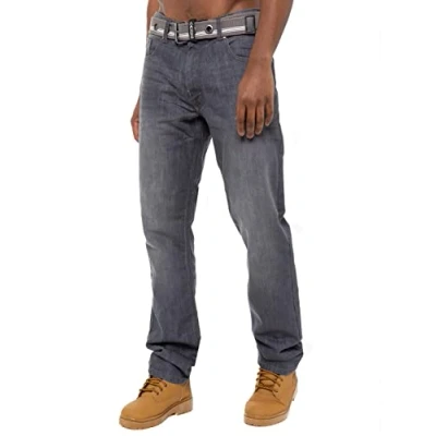 Image of Enzo Designer Mens Jeans Regular Fit Denim Pants Big King Tall All Waist Sizes (32W / 34L, Grey)