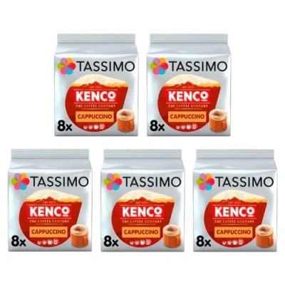 Image of Tassimo Kenco Cappuccino Coffee Pods x8 (Pack of 5, Total 40 Drinks)