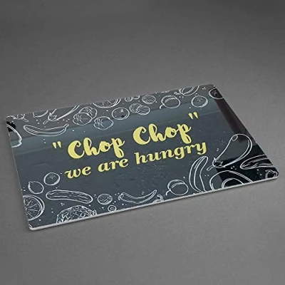 Image of CNC Group Novelty Printed Funny Chopping Board Chop We Are Hungry The For Kitchen Lovers 20cm x 28cm