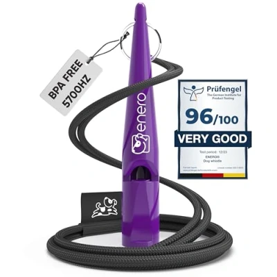 Image of ENERO® Purple Dog Whistle with Practical Lanyard Perfect Accessory Standardised Frequency Ideal for Training Audible &amp; Extensive