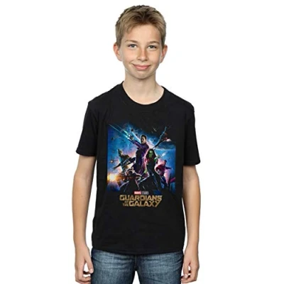 Image of Marvel Studios Boys Guardians of The Galaxy Poster T Shirt Black 5 6 Years