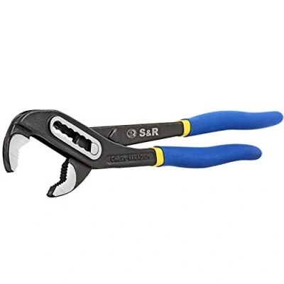 Image of S&amp;R Water Pump Pliers, Pipe Wrench 242 x 34 mm, CR V Steel Phosphatised, Double Coated and Secure Handles