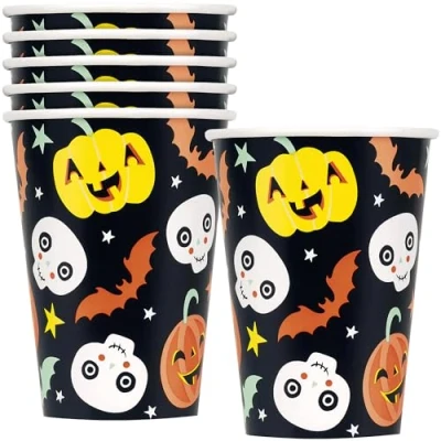 Image of Unique 23416 Paper Cups 354 ml Pastel Pumpkin Halloween Party 6 Count (Pack of 1), Multicolour