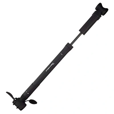 Image of FISCHER Bicycle Air Pump for Frame Mounting, with Dual Head All Valves (AV, DV, SV), Black, Clamp Width Adjustable