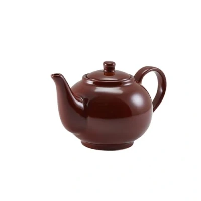 Image of Genware Porcelain Brown Teapot 450ml / 15.75oz, 393945BR, Pack of 6