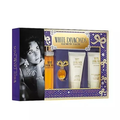 Image of Elizabeth Taylor White Diamonds 50ml Eau de Toilette, 4 piece fragrance Gift Set, floral chypre perfume, luxury gifting for Women