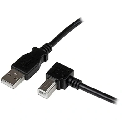 Image of StarTech.com USBAB1MR 1 m USB 2.0 A to Right Angle B Cable Cord, Printer Cable, 1x (M), Black
