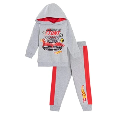 Image of Hot Wheels Boys Tracksuit For Kids Jogger Set Hoodie + Jogging Bottoms 2 pc Grey 3 4 Years