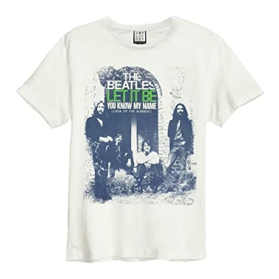 Image of Amplified Unisex Adult You Know My Name The Beatles T Shirt (M) (Vintage White)