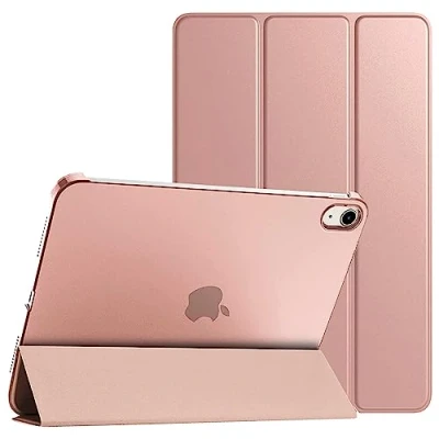 Image of PROTech Étui fin pour iPad 10e génération 2022 avec support 10,9&quot;, prise en charge Touch ID, mise veille/réveil automatique intelligente dos translucide (or rose)