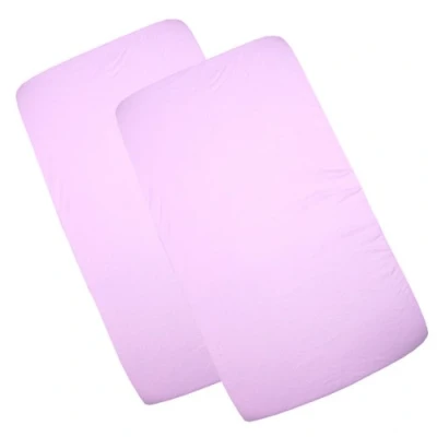 Image of BabyPrem BABY Pack of 2 Fitted Cotton Travel Cot Sheets 95 x 65cm PINK