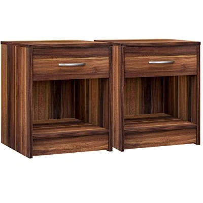 Image of CASARIA 2x Bedside Table Nightstand 50x40x35cm Drawer End Side Bedroom Storage Unit Brown Cabinet Chest Furniture Small Slim Narrow