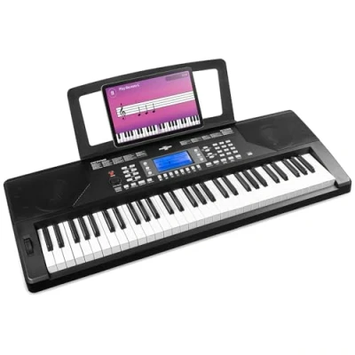 Image of MAX Rhapsody61P Electric Keyboard, 61 Keys Touch Sensitive Music Keyboard with Pitch Bend, Beginner Electronic for Adults and Kids, Built in Speakers, 6 Months Lessons