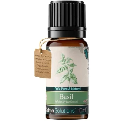 Image of Calmer Solutions Basil Essential Oil 10ml Antiseptic, Calming, Colds Pure 100% Natural UK Sourced Professional or Home use Diffusers, Humidifiers, Candles &amp; More