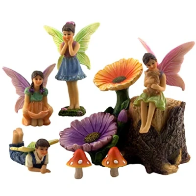 Image of PRETMANNS, Fairies for Fairy Gardens Figures Garden Ornaments Accessories Outdoor 7 Pieces