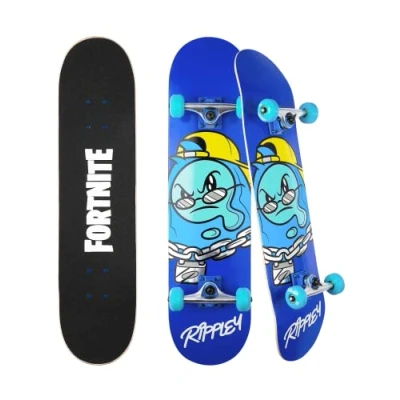 Image of Fortnite Skateboard with Printed Graphic Grip Tape. Great for Kids and Teens Cruiser ABEC 5 Bearings, Durable Deck, Smooth Wheels