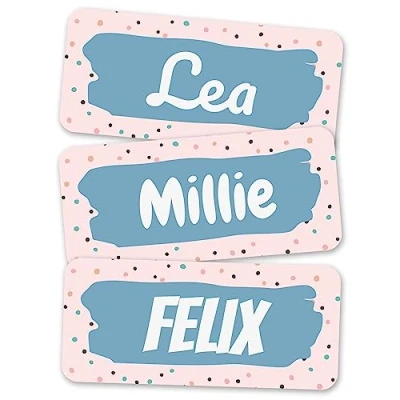 Image of melu kids® Name Labels for Clothes &amp; Items (50 Pieces) Personalised and Washable Kids Stickers, Stick on Tags (Points)