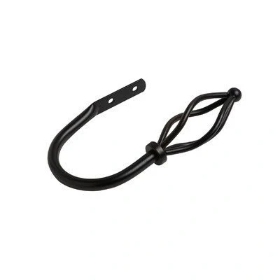 Image of Speedy County Metal Crown Curtain Holdback Arms, Black Pack of 2