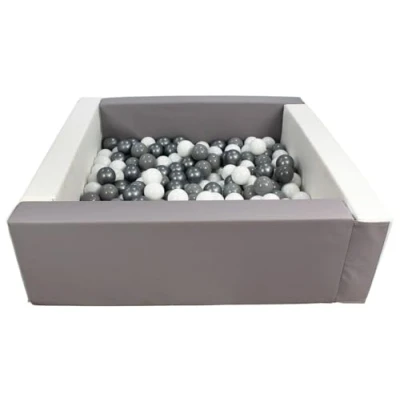 Image of Velinda Soft play ball pit, home indoor, outdoor, pit + 200 balls (Ball pit/balls colour: white, grey/white, grey, silver)