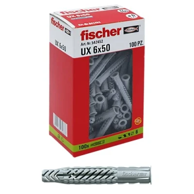 Image of Fischer 542452 Dowel UX, Grey, 6 x 50 mm, Pack of 100