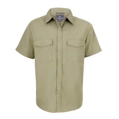 Image of Craghoppers Mens Expert Kiwi Short Sleeved Shirt (Pebble Brown) Brown/Green Size X Large