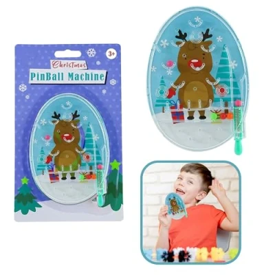 Image of Reindeer Christmas Pinball Machine Entertaining Stocking Stuffer for Kids 3+Y, Summer Stress Relief Festive Party Fun, Size 15cm