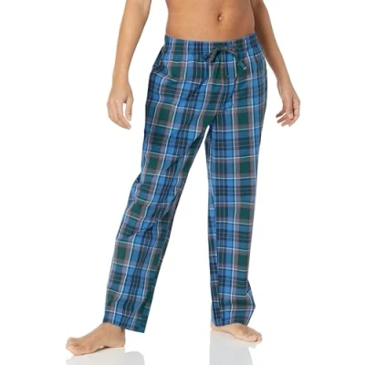 Image of Amazon Essentials Men&#039;s Straight Fit Woven Pyjama Bottoms, Blue Green Large Plaid, S