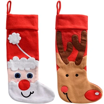 Image of WeRChristmas Christmas Stockings with Snowman and Reindeer, 46 cm Multi Colour, Set of 2
