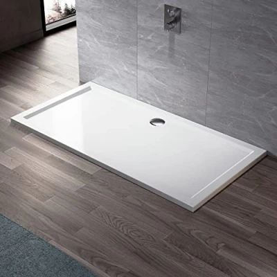 Image of ELEGANT Rectangular 1400 x 900 40 mm Stone Tray for Shower Enclosure Cubicle + Waste Trap