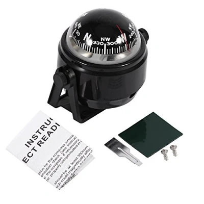 Image of Keenso Waterproof Compass, Sea Marine Bracket Mount Voyager Compass Hiking And Camping Fits Boat Caravan Truck (Black)