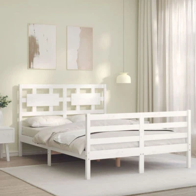 Image of vidaXL Bed Frame without Mattress White Small Double Solid Wood