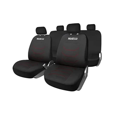 Image of Sparco Set of Corsa Black/Red Seat Covers Universal