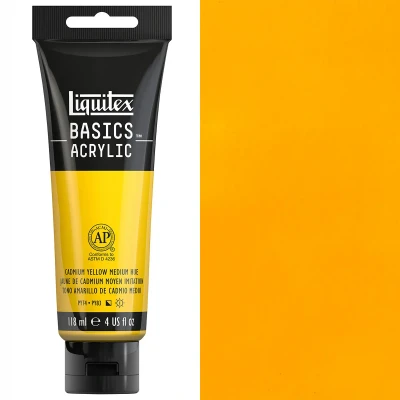 Image of LIQUITEX Basics Acrylic Paint, Cadmium Yellow Medium Hue, 118 ml (Pack of 1)