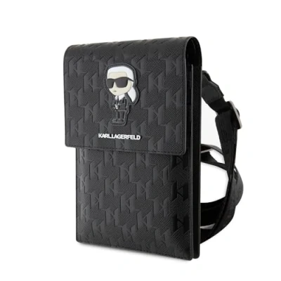 Image of KARL LAGERFELD KLWBSAKHPKK Saffiano Monogram Ikonik Bag Black